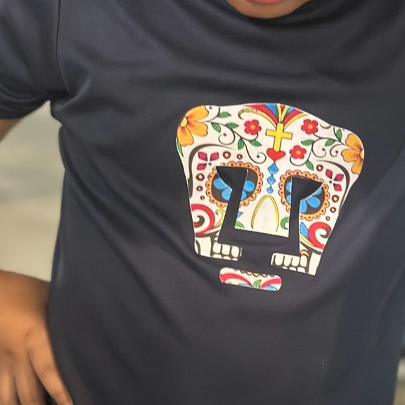 Pumas Dia De Los Muertos T-Shirt Adult Large Polyester Navy Blue Size L - Picture 2 of 3